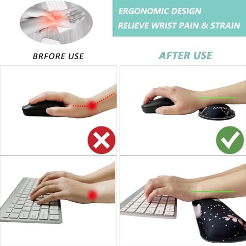 Keyboard Wrist Rest Mouse Wrist Support Set, Memory Foam Wrist Rest Pad for Computer Laptop Keyboard Mouse, Ergonomic Wrist Cushion Support for Typing Pain Relief, Gaming Home Office, Snail