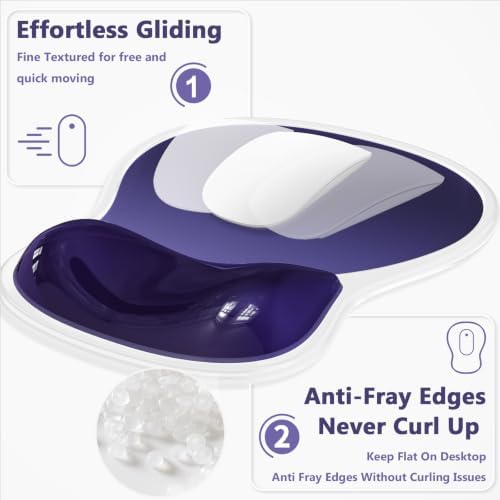 AKIT Ergonomic Mouse Pad and Keyboard Wrist Rest Set, Gel Mousepad, Purple