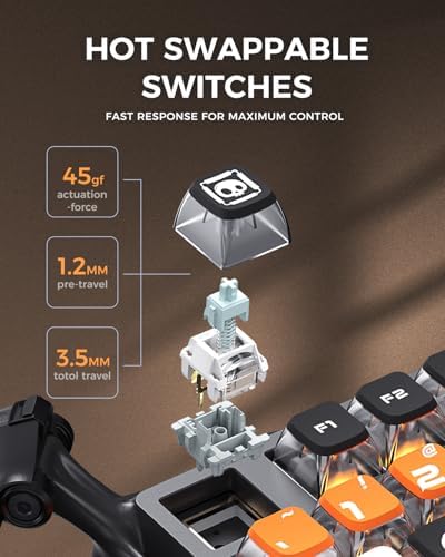 GravaStar Mercury K1 Pro 75% Wireless Mechanical Gaming Keyboard, Hot-Swap