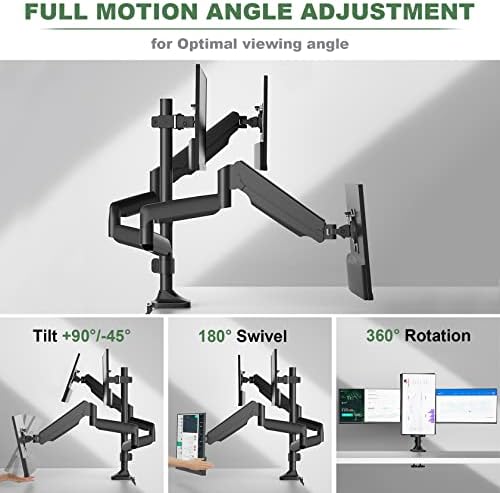 Triple Monitor Stand with Heavy Duty C-Clamp Base for Screens up to 32"