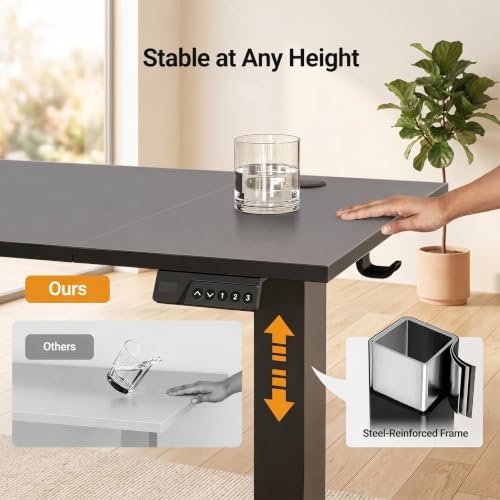 Claiks Electric Standing Desk 48x24 Inch Adjustable Desk, Black
