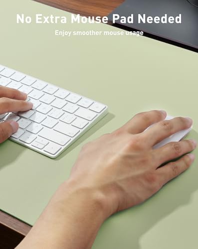 Aothia Faux Leather Desk Mat - Large Mouse Pad, Non-Slip PU Leather Blotter, Waterproof Writing Surface for Office and Home (Grass Green, 40" x 24")