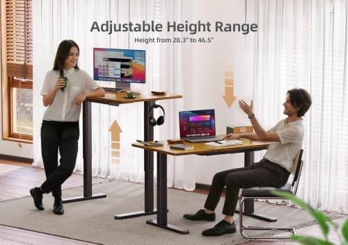 Claiks Electric Standing Desk with Drawer 40 Inch Rustic Brown