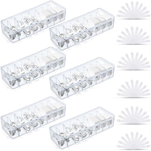 Tatuo Cord Organizer Box with Lid, Clear, 6 Pack