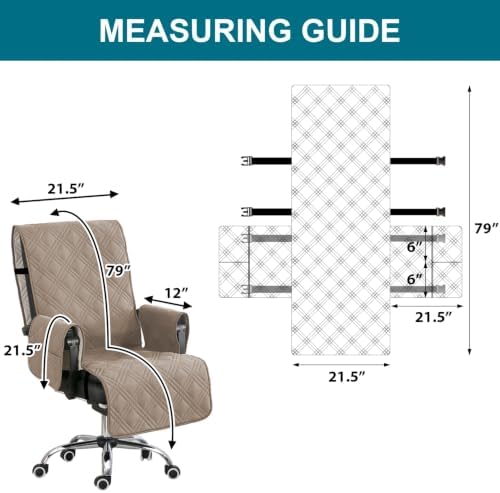 Turquoize Waterproof Office Chair Cover with Armrest Covers Computer Desk Chair Cover Office Chair Protector with Arms Office Chair Seat Cover Slipcover with Anti-Slip Buckle for Home Office, Taupe