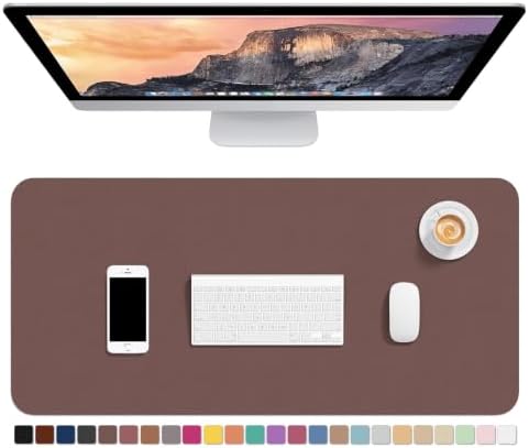 Hsurbtra Desk Pad, 30" x 14" PU Leather Desk Mat, XL Extended Mouse Pad, Waterproof Desktop Blotter Protector, Non-Slip Ultra Thin Large Laptop Keyboard Writing Mat for Office Home, Dark Oak