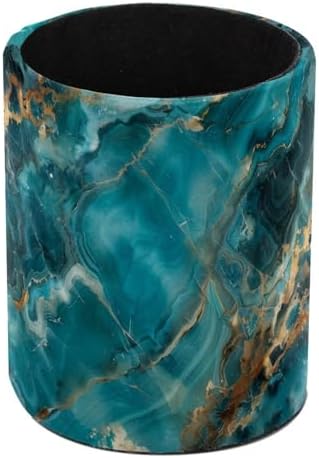 Pen Holder for Desk, Teal Turquoise Marble Pencil Holder Desk Organizer, Large Capacity Pen Cup Makeup Brush Holders Desktop Office Supplies Storage Organizer