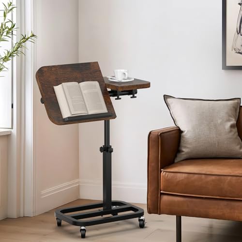 Portable Rolling Over Bed Laptop Desk, Adjustable Height and Tilt for Home