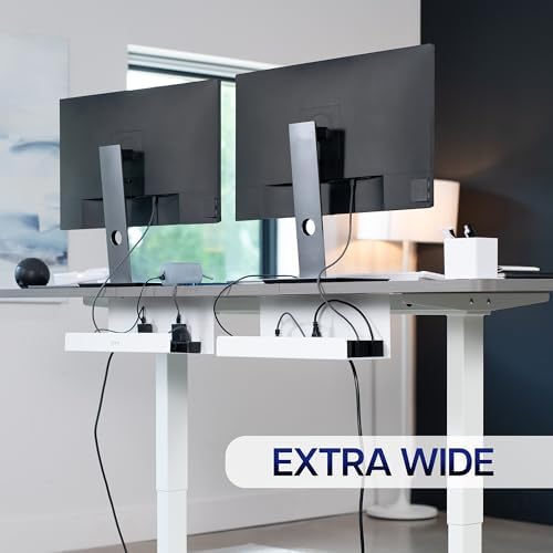 VIVO 2 Pack White 17 inch Extra Deep Cable Management Tray, DESK-AC16-2CW