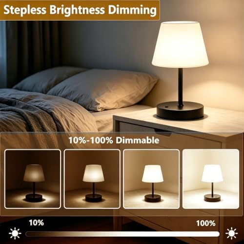 Cordless Table Lamp, Rechargeable Shower Lamp - Black Set of 2