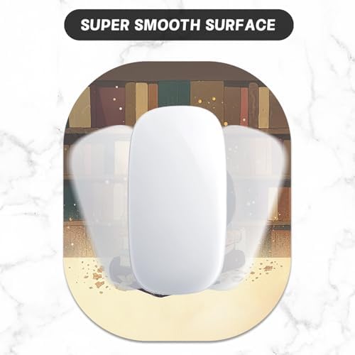 Small Mouse Pad, 6 x 7 Inch, Oval Mini Mouse Pad with Non-Slip Rubber Base for Laptop Wireless Mouse Keyboard Tray Mousepad, Glasses Cat