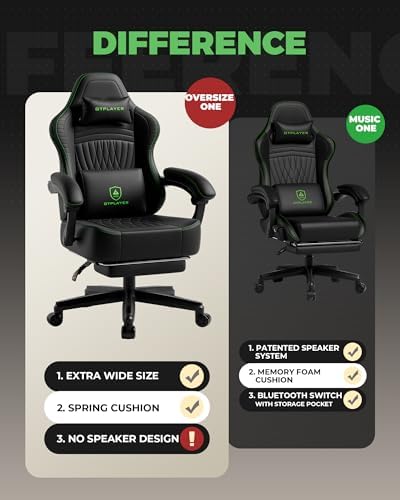 GTPLAYER Gaming Chair, Comfort Computer Office Chair for Adults, Black New