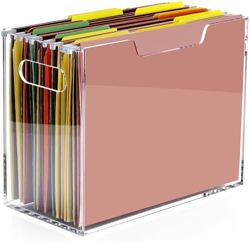 Acrylic Hanging File Organizer, Letter Size Clear Magazine Rack Folders Holder, Large Capacity Storage Box for Desk Office School, No Assembly Required