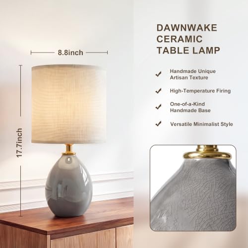 Dawnwake 17.7" Ceramic Table Lamps Set of 2 for Living Room Bedroom, Grey