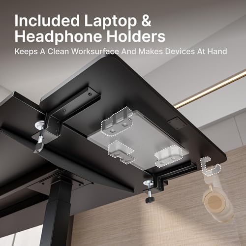 PEGZONE Desk Extender Tray, 28" x 12", with Laptop Holder, Large, Black