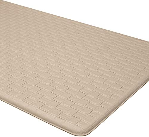 Woven-Embossed Faux-Leather Anti-Fatigue Mat, 20 x 39 in, Tan
