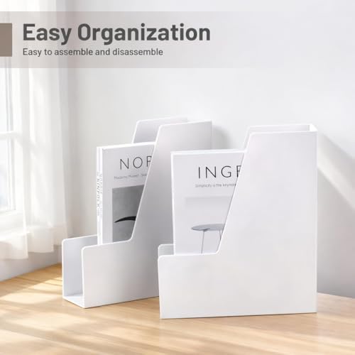 CiWiVOKi Vertical Magazine File Holder, 4 Pack, White
