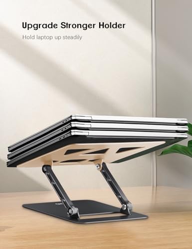 Aoviho Adjustable Laptop Stand for Desk,Portable Laptop Stand Holder and Riser,Foldable Aluminum Notebook Computer Stands for MacBook Air Pro HP Lenovo Dell Samsung, 10-15.6 inch,Moonlit Gold Noir