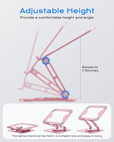 LOXP Adjustable Laptop Stand, Computer Stand with 360 Rotating Base