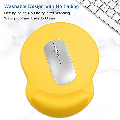 ITNRSIIET Ergonomic Mouse Pad with Gel Wrist Support Small Wrist Rest Smooth Surface Non-Slip PU Base Comfortable Office Supplies Pain Relief, 8.7 x 7.2 inches, Apricot Yellow