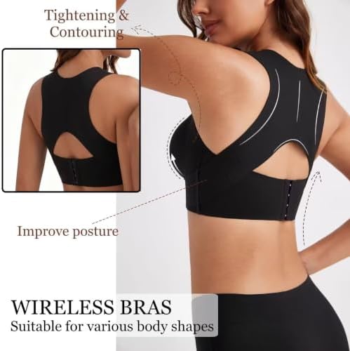 Posture Bra for Women Wireless Bra Wide Strap Back Support Full Coverage Bra for Housewives Mothers Gifts