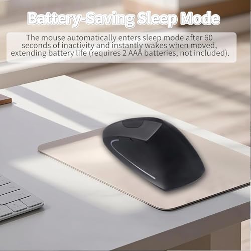 Ergonomic Vertical Wireless Mouse - USB C Dual Interface, Multi-Device Compatible, Reduces Hand Fatigue for PCs and Laptops, for Friends and Family (Black)