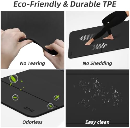 Foldable Yoga Excercise Mat 71"L x 24"W, Odourless Light Weight POE Mat For Home Fitness and Gym Workouts, 1/4 inch Non-slip design for All Types of Yoga Pilates
