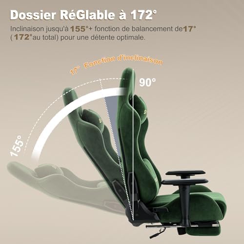 Symino Ergonomic Gaming Chair with 155° Recline & Footrest