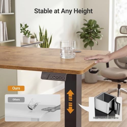 Claiks Electric Small Standing Desk, 35x20 Inch, Rustic Brown