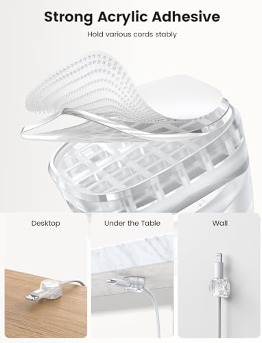 Lamicall 6 Pack Cord Organizer, Office Desk Accessories, Clear Cable Clips