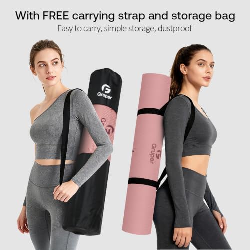 Gruper Yoga Mat Non Slip, TPE Extra Wide Yoga Mat with Alignment Mark
