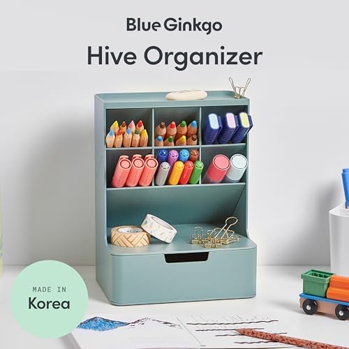BLUE GINKGO Hive Pen Desk Organizer, Green, Made in Korea