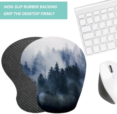 Mouse Pad with Wrist Support, Ergonomic Mouse Pads with Memory Foam Wrist Rest, Easy Typing Pain Relief, Comfortable Home Office Computer Wrist Support Pads for Working Studying Gaming, Forest