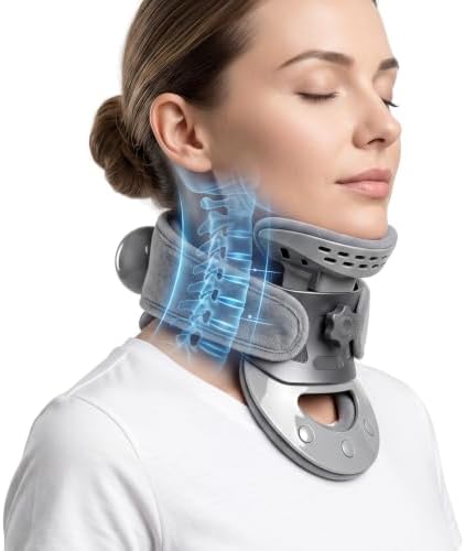 Cervical Neck Traction Device - Adjustable Neck Stretching with Heating Pad