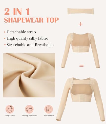 LANCS Arm Compression Sleeve Women Post Surgical Slimmer Arm Shaper Tops