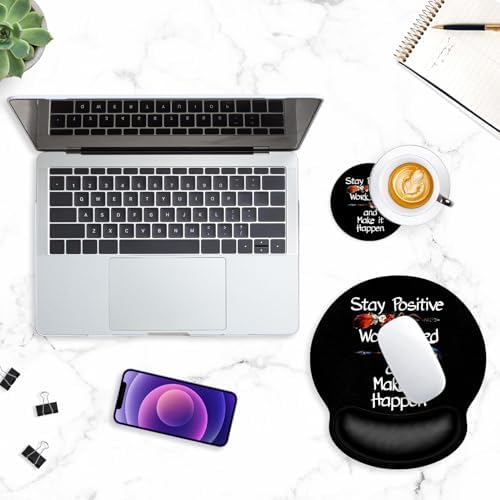 ITNRSIIET Ergonomic Mouse Pad with Wrist Support Wrist Rest Smooth Surface Non-Slip Rubber Base Comfortable Office Supplies Pain Relief, 9.8 x 9.1 inches, Inspirational Quote Black