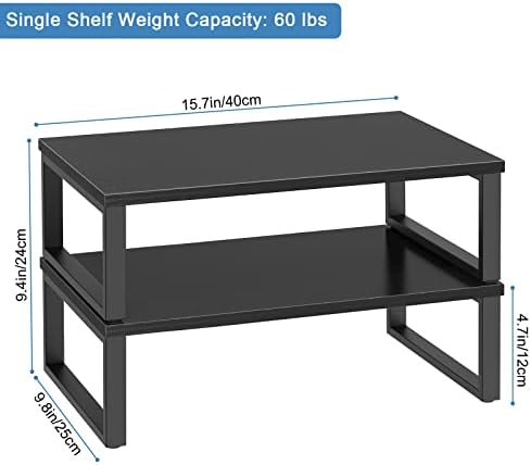 Monitor Riser 2 pack Monitor Stand for Desk Wood, Black
