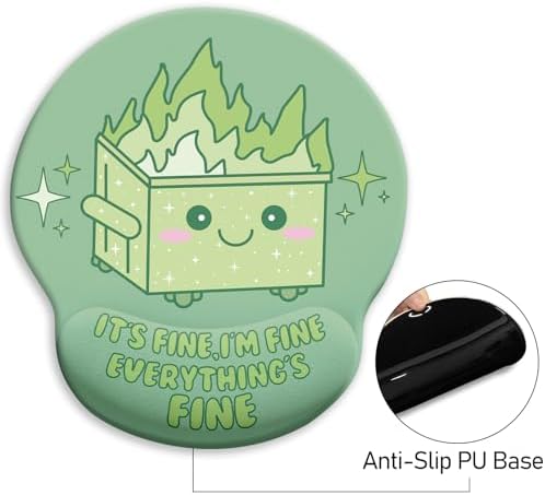 Blusabaca Dumpster on Fire Ergonomic Mouse Pad with Gel Wrist Rest, Funny