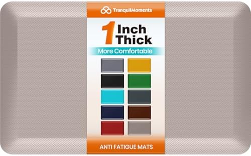 1-Inch Thick Anti-Fatigue Mat for Kitchen and Standing Desk, 20"x32", Khaki
