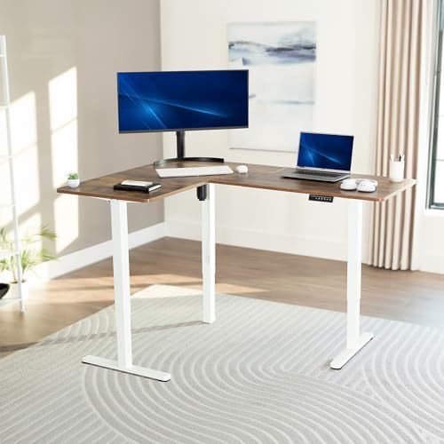 VIVO Rustic Vintage Brown 63 x 47 in Corner Standing Desk, DESK-E3CTWN-47