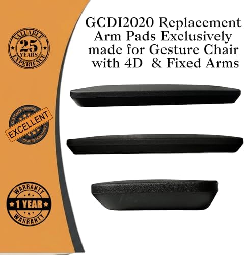 Replacement Black Arm Pads for Gesture Office Chair – Fits 360° Fully Adjustable & Fixed Arms, 1 Pair (Right & Left) Compatible with Task & Stool Chair, Fixes Peeled or Cracked Arm Pads