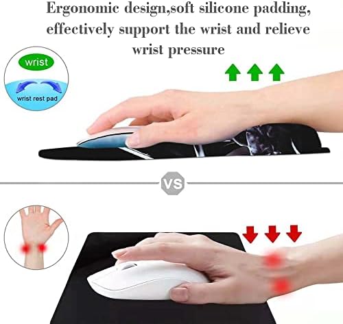 Black Mouse Pad with Wrist Rest,Non-Slip Rubber Base for Comfortable Gaming Mousepad - Ergonomic Mouse Pads with Wrist Support Suitable for Laptop Desktop and Work, Office Desk Accessory