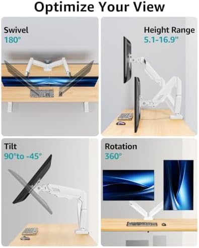 Dual Monitor Arm Desk Mount Fits Max 32 inch Screens, Holds 4.4 to 19.8lbs