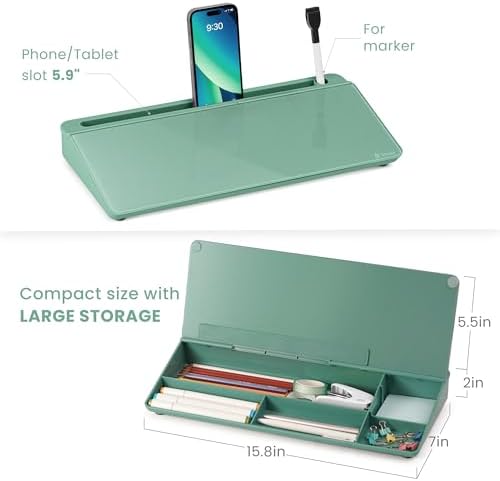Varhomax Glass Desk Whiteboard with Storage