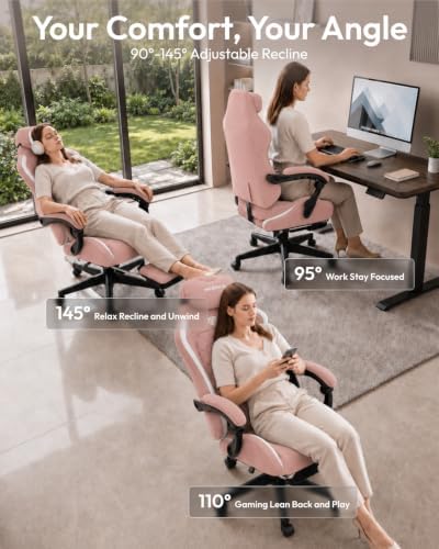 Big and Tall Gaming Chair with Footrest for Adults, Fabric