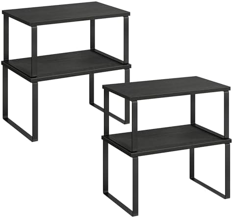 SONGMICS Cabinet Organizer Shelf, Set of 4 Spice Rack, Kitchen Storage