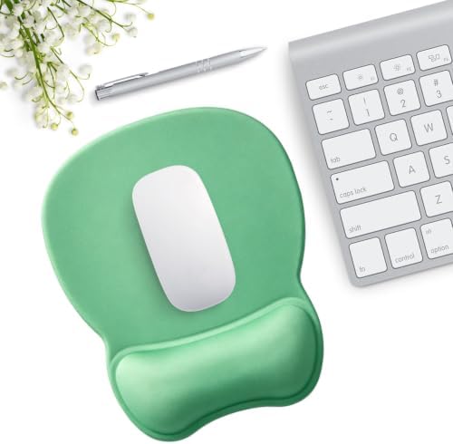 Mouse Pad with Support, Ergonomic Mouse Pad with Gel Wrist Rest Support Middle Concave Design, Comfortable Mousepad with Non-Slip PU Base for Home Office Working Studying (05 Green)