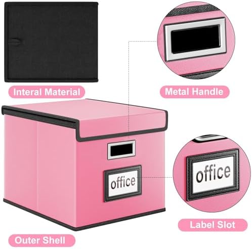 File Organizer Box with Lids, Collapsible File Folder Organizer