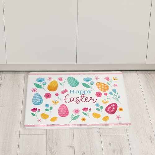 Northlight 29" Pastel Eggs and Chicks Happy Easter Kitchen Comfort Mat