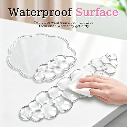 Gel Wrist Rest and Cloud Mouse Pad, for Keyboards and Mice - Ergonomic Pink Keyboard Wrist Rest Set, Relieves Pain from Typing/Computer/Laptop/Gaming/Home/Office White